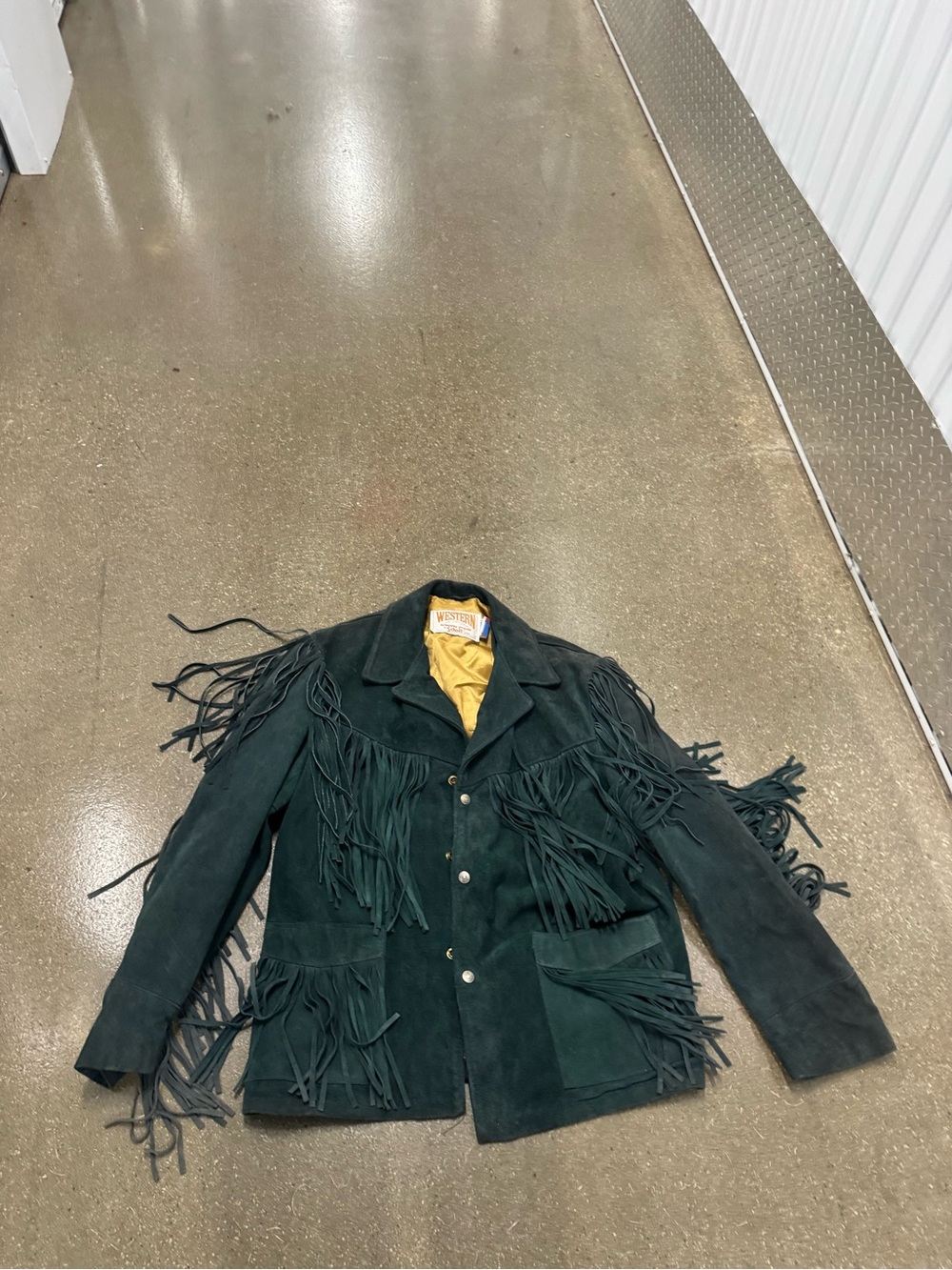 Fringed Suede Western Jacket - Dark Green men Sz 42 schott rancher